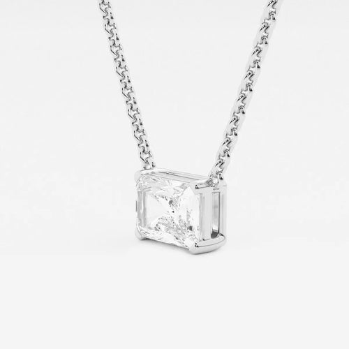 Radiant Lab Grown Diamond Solitaire Pendant with Adjustable Chain