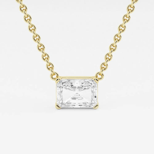 Radiant Lab Grown Diamond Solitaire Pendant with Adjustable Chain