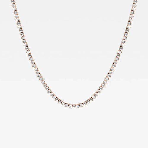 Round Lab Grown Diamond Three-Prong Tennis Necklace