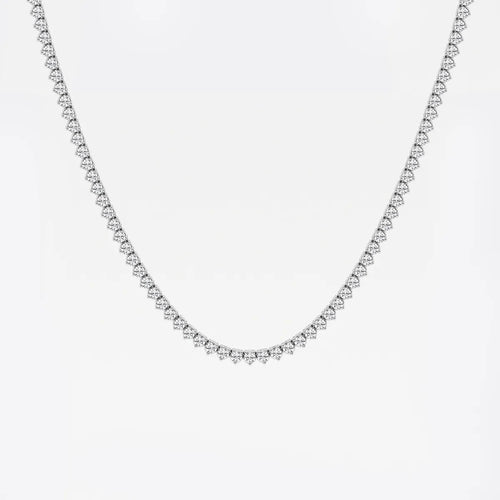 Round Lab Grown Diamond Three-Prong Tennis Necklace