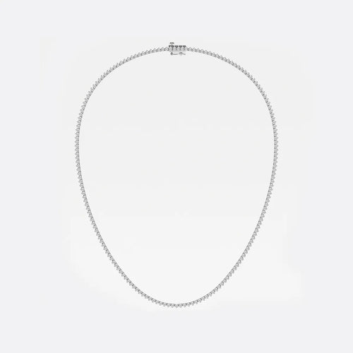 Round Lab Grown Diamond Three-Prong Tennis Necklace