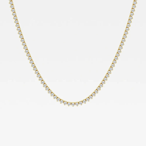 Round Lab Grown Diamond Three-Prong Tennis Necklace