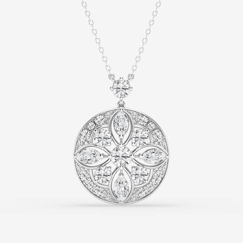 Round and Marquise Lab Grown Diamond Vintage Pendant
