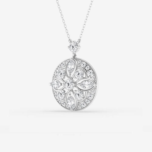 Round and Marquise Lab Grown Diamond Vintage Pendant