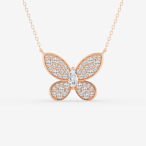 Marquise Lab Grown Diamond Petite Pave Butterfly Pendant