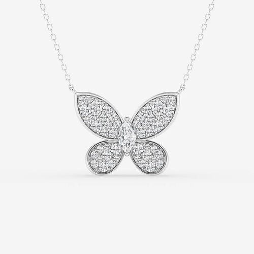 Marquise Lab Grown Diamond Petite Pave Butterfly Pendant