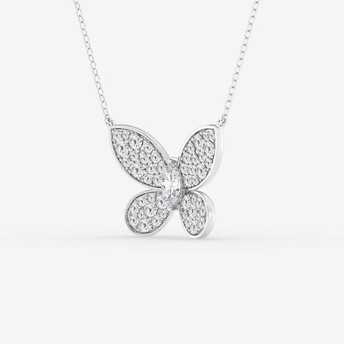 Marquise Lab Grown Diamond Petite Pave Butterfly Pendant
