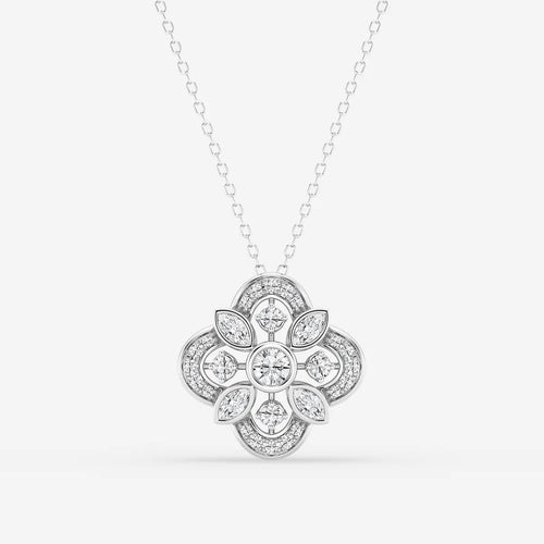 Round and Marquise Lab Grown Diamond Vintage Pendant