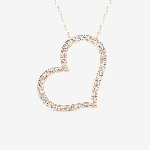 Round Lab Grown Diamond 2 Inch Sideways Heart Pendant