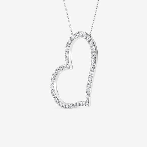 Round Lab Grown Diamond 2 Inch Sideways Heart Pendant
