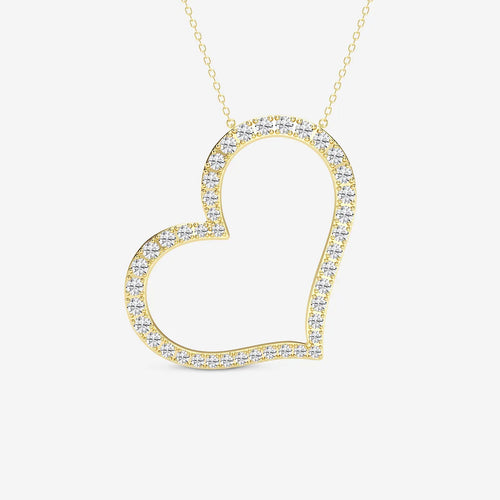 Round Lab Grown Diamond 2 Inch Sideways Heart Pendant