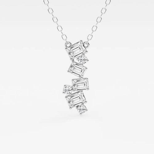Emerald and Round Lab Grown Diamond Cascade Pendant