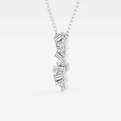 Emerald and Round Lab Grown Diamond Cascade Pendant
