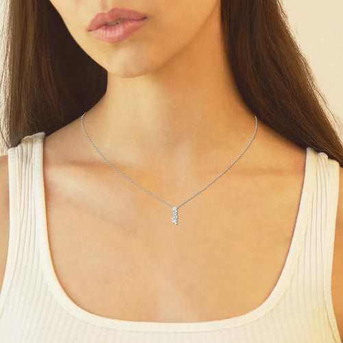 Emerald and Round Lab Grown Diamond Cascade Pendant