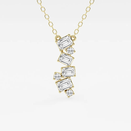 Emerald and Round Lab Grown Diamond Cascade Pendant