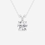 Round Lab Grown Diamond Split Bail Solitaire Pendant with Adjustable Chain