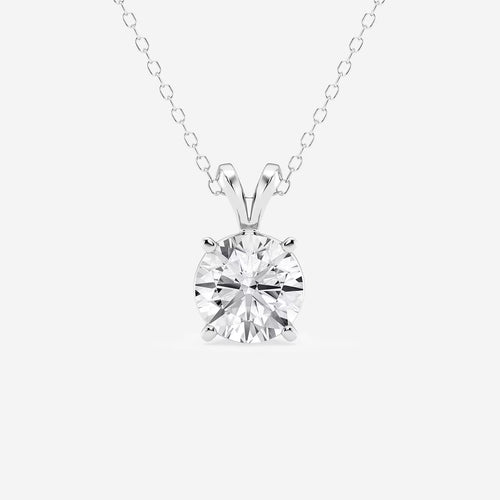 Round Lab Grown Diamond Split Bail Solitaire Pendant with Adjustable Chain