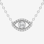 Round Lab Grown Diamond Evil Eye Pendant with Adjustable Chain