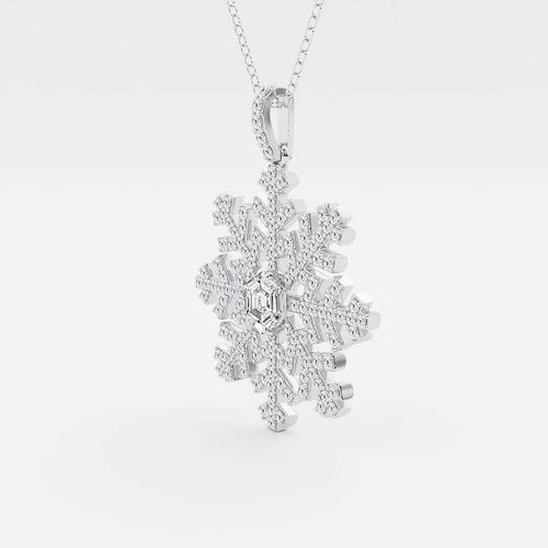 Hexagon Lab Grown Diamond Snowflake Pendant