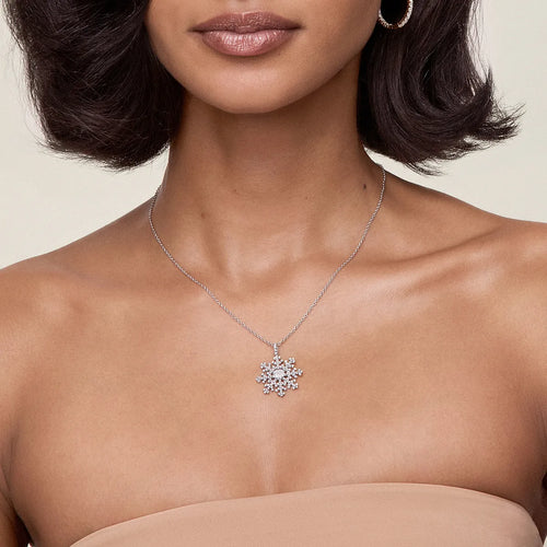 Hexagon Lab Grown Diamond Snowflake Pendant