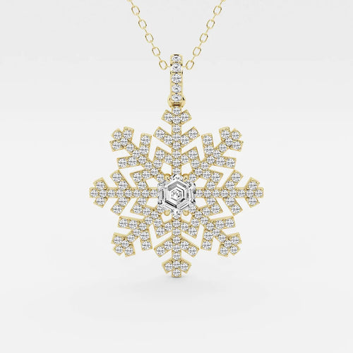 Hexagon Lab Grown Diamond Snowflake Pendant
