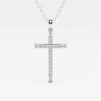 Round and Baguette Lab Grown Diamond French Pave Cross Pendant