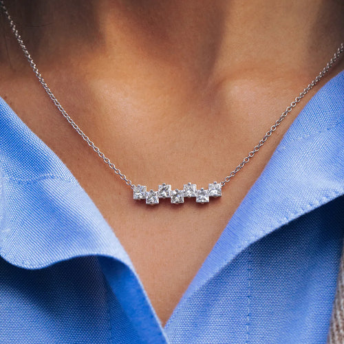 Princess Lab Grown Diamond Stagger Seven Stone Pendant