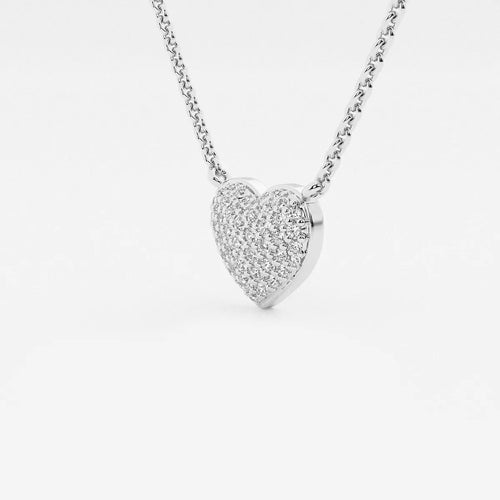 Round Lab Grown Diamond Petite Pave Heart Pendant with Adjustable Chain