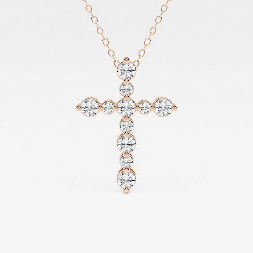 Round Lab Grown Diamond Floating Cross Pendant