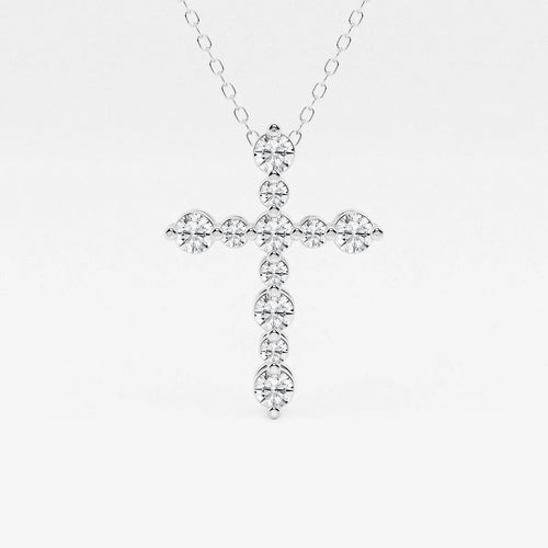 Round Lab Grown Diamond Floating Cross Pendant