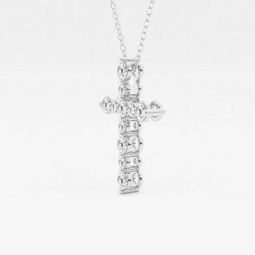 Round Lab Grown Diamond Floating Cross Pendant