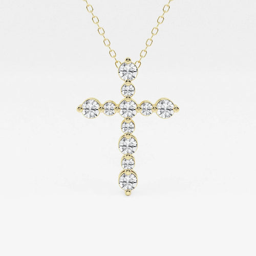 Round Lab Grown Diamond Floating Cross Pendant