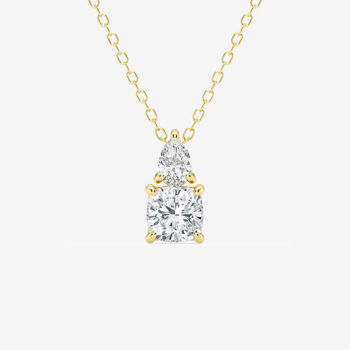 Toi Et Moi Cushion and Pear Pendant with Adjustable Chain