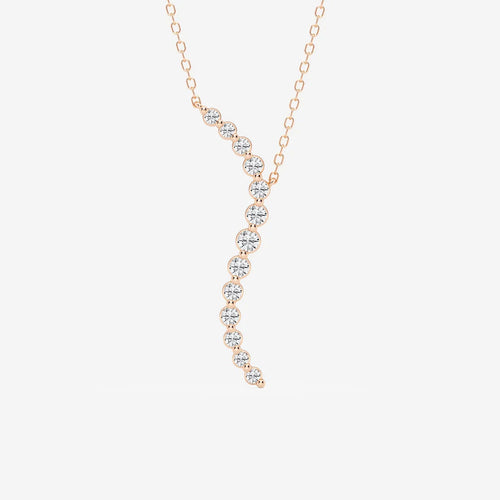 Round Lab Grown Diamond Curved Floating Pendant with Adjustable Chain