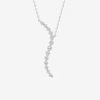 Round Lab Grown Diamond Curved Floating Pendant with Adjustable Chain
