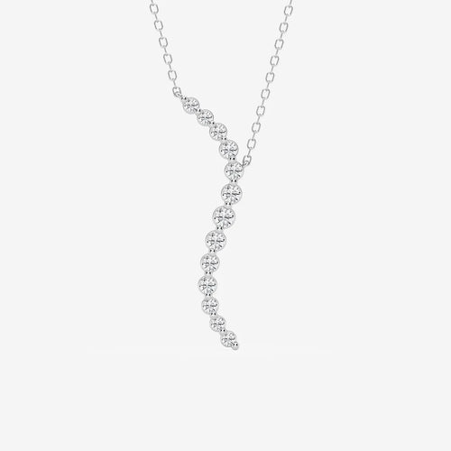 Round Lab Grown Diamond Curved Floating Pendant with Adjustable Chain