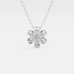 Pear and Round Lab Grown Diamond Flower Pendant with Adjustable Chain