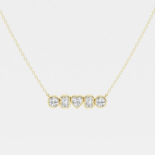 Multi-Shape Lab Grown Diamond Bezel Five Stone Pendant