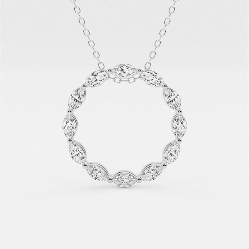 Marquise Lab Grown Diamond Circle Pendant with Adjustable Chain
