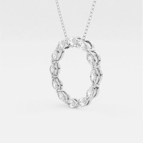Marquise Lab Grown Diamond Circle Pendant with Adjustable Chain