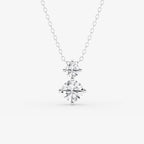 Round Lab Grown Diamond Two Stone Pendant with Adjustable Chain