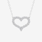 Round Lab Grown Diamond Open Heart Pendant with Adjustable Chain