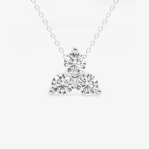 Round Lab Grown Diamond Three-Stone Pendant with Adjustable Chain