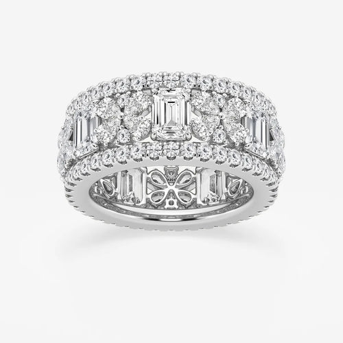 Multi-Shape Lab Grown Diamond Butterfly and Emerald Eternity Band