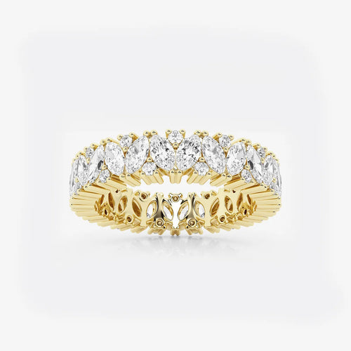 Marquise and Round Lab Grown Diamond Alternating Eternity Band