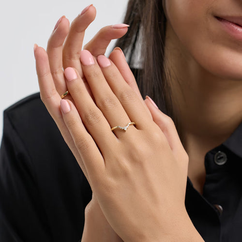 Pear Lab Grown Diamond Crescent Shape Stackable Ring