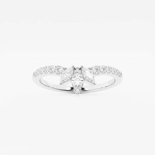 Round and Marquise Lab Grown Diamond Chevron Stackable Ring