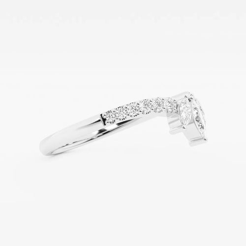 Round and Marquise Lab Grown Diamond Chevron Stackable Ring
