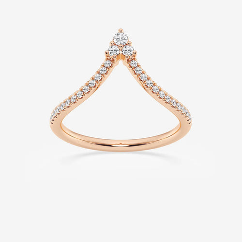 Round Lab Grown Diamond Chevron Wedding Band