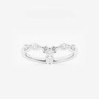 Round and Marquise Lab Grown Diamond Chevron Stackable Ring